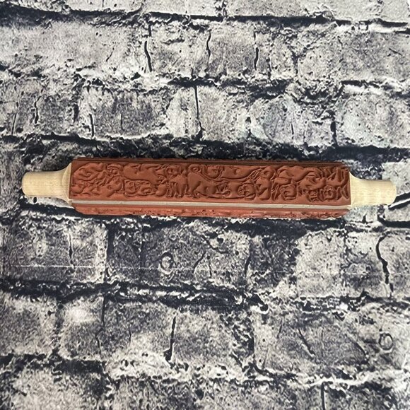 JudiKins Bollio Animals Wood Rubber Stamp Rolling Pin 4 Sided 6808K - Picture 1 of 12
